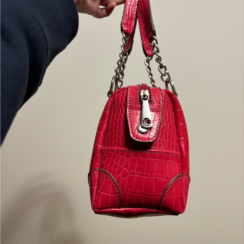 Red Croc-Embossed Handbag - Picture 2 of 5
